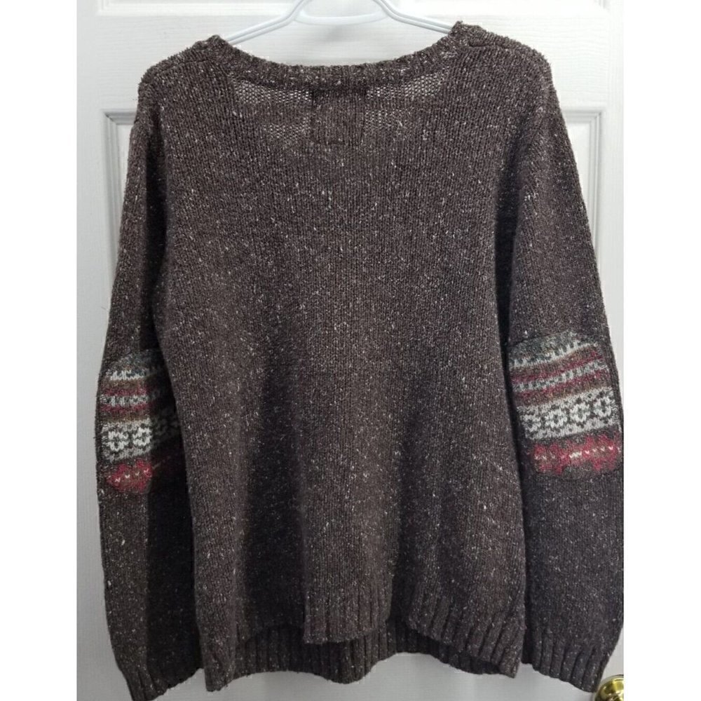 One On One V-neck Sweater Elbow Patch Size Large - Picture 2 of 5